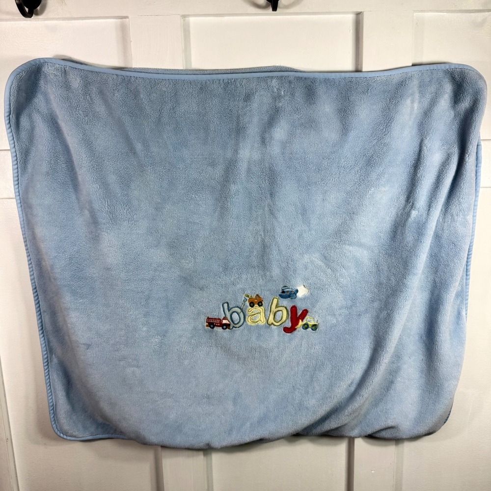 Just Born Blue Fleece Baby Blanket Transportation Fire Truck‎ Car 35461K 30x35